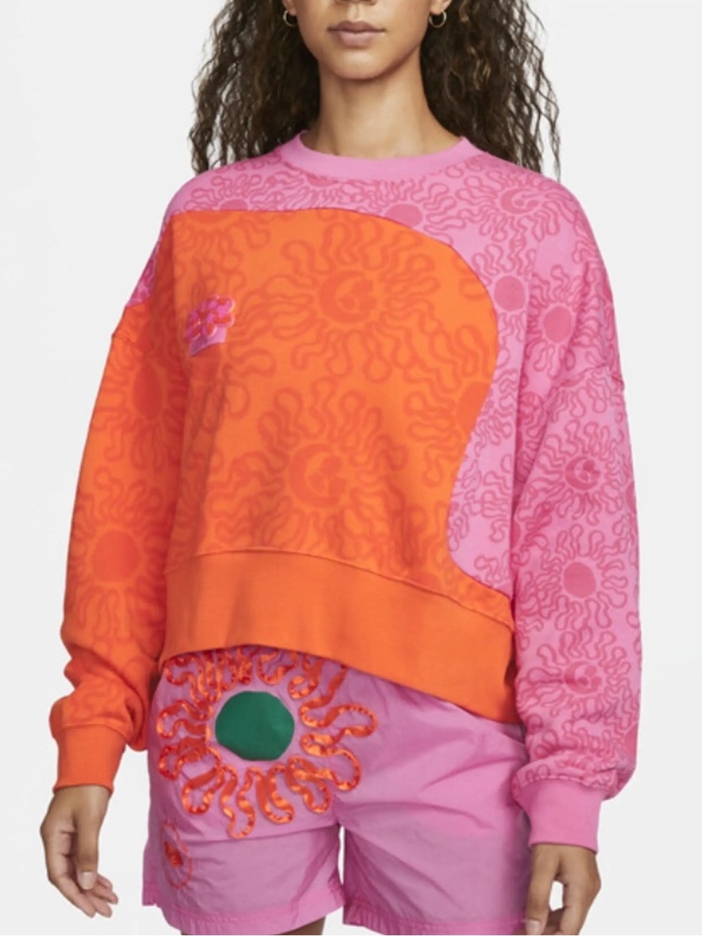 Nike Project Uphoria Oversized Cropped Colorblock Crewneck Pullover Sweatshirt